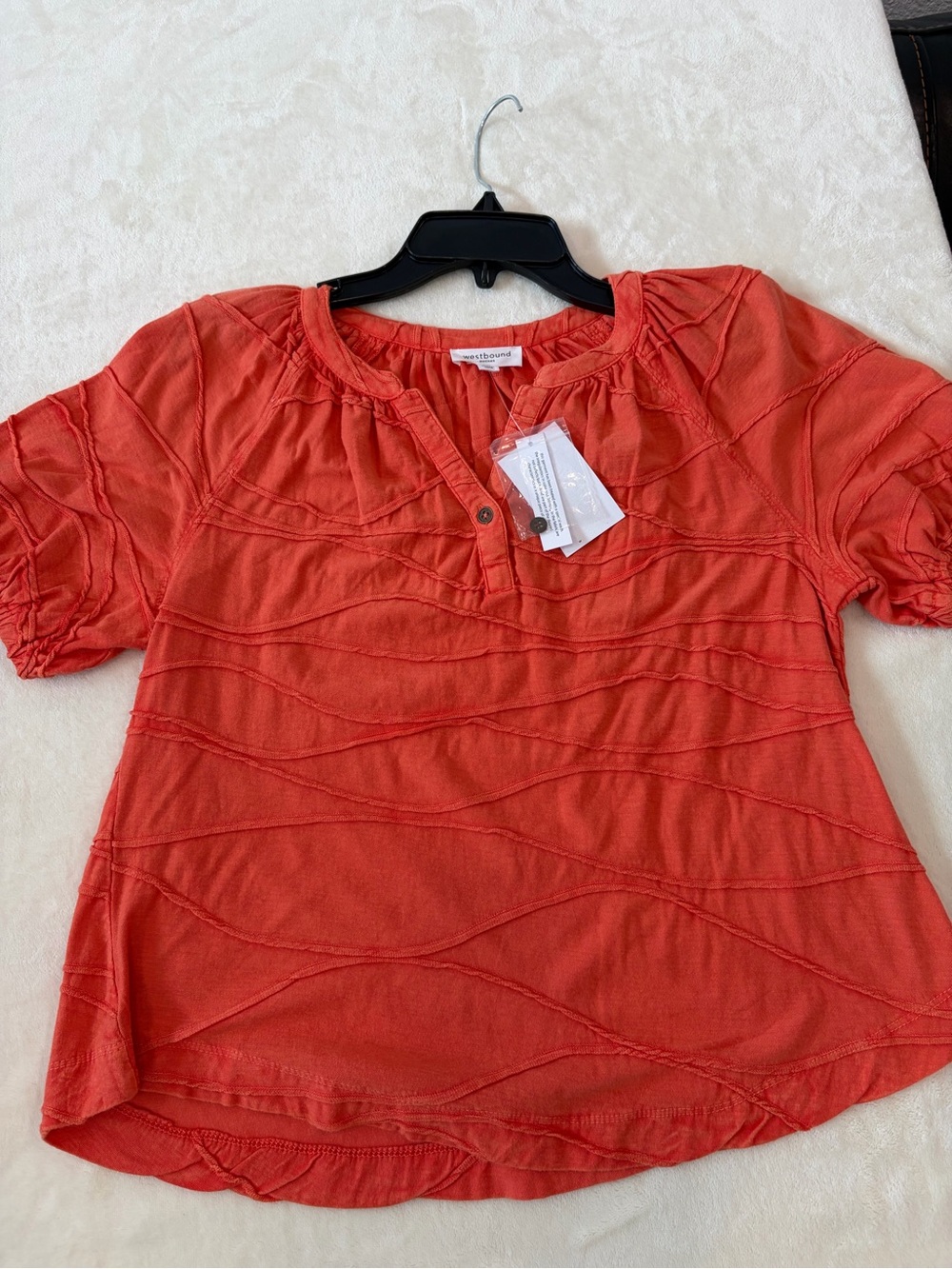 Westbound Orange Short-Sleeve Textured Henley